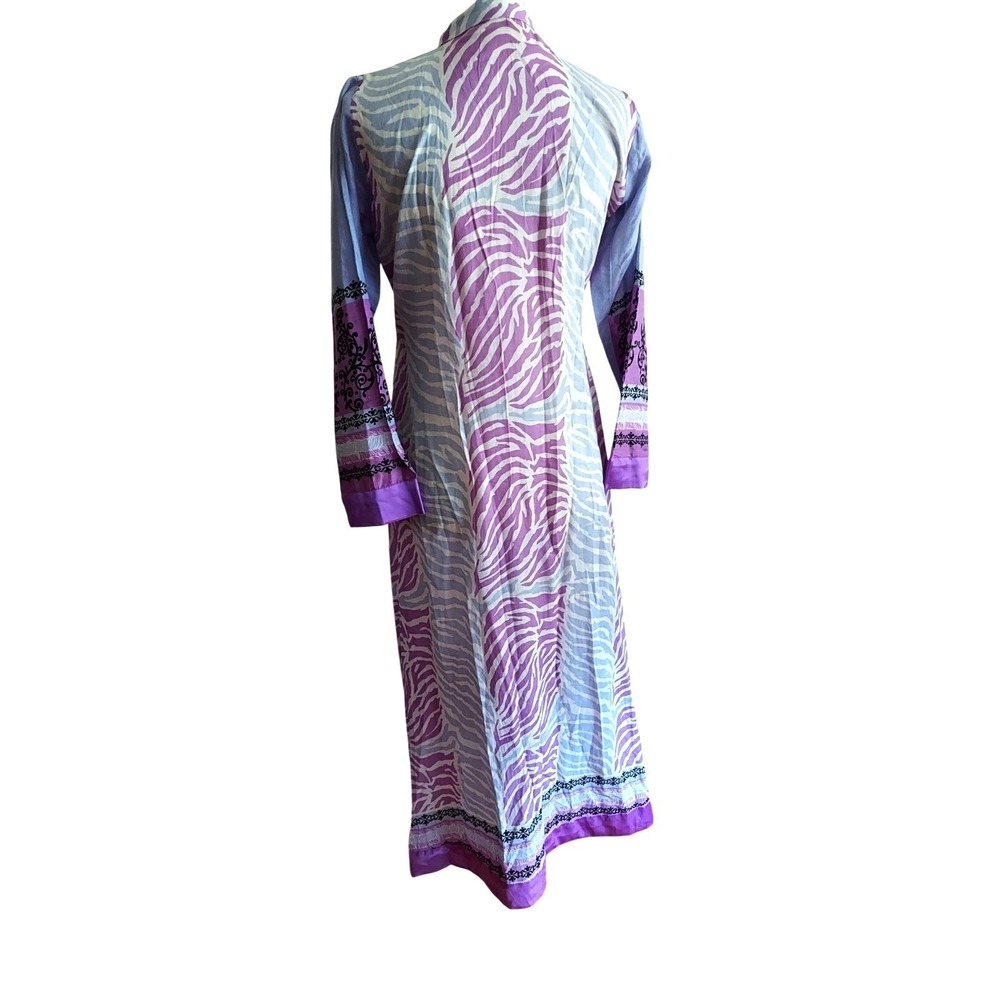 Tunic Dress Women Multicolor XS Embroidered Patch Long Sleeve Kurta Bohemian - Picture 6 of 7